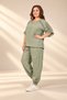 Women's Wide Collar Half Sleeve Blouse Elastic Waist Pocketed Lace Trousers Lace Detailed Italian Large - 3