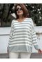 Italian Wool Angora Striped Sweater in Mint Green - 2
