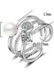 925 Sterling Silver Pearl Ring, Adjustable Size Open Ring - 2