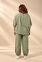 Women's Wide Collar Half Sleeve Blouse Elastic Waist Pocketed Lace Trousers Lace Detailed Italian Large - 4