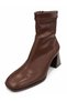 Women's Square-Toe Stretch Boots with Side Zipper and Thick Heels - 3