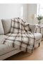 Cotton Tasseled Single-Size Scottish Blanket, 150x220 cm, Brown-Beige - 2