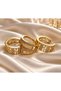 Women's Gold Stone Ring and Earring Set - 4