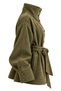 Women's Imported Soft Textured Zr Model High Collar Belted Suede Jacket - 2