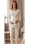 Maternity Pajama Set, Ecru, Size S