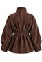 Women's Imported Soft Textured Zr Model High Collar Belted Suede Jacket - 3