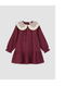 Burgundy Baby Collar Embroidered Girl's Dress - 2