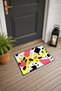Yellow and Pink Pop Cow-Print Doormat, 40x60 cm, with Non-Slip Sole, Decorative