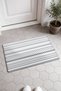 White and Gray Horizontal Striped Pattern Doormat, 40x60 cm, with Non-Slip Sole, Decorative - 2