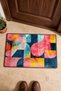 Blue and Pink Geometric Patterned Doormat, 40x60 cm, with Non-Slip Sole, Decorative - 4