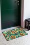 Turquoise and Orange Ikat Diamond Patterned Doormat, 40x60 cm, with Non-Slip Sole, Decorative - 3