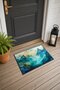 Blue and Green Mountain Scenery Patterned Doormat, 40x60 cm, with Non-Slip Sole, Decorative