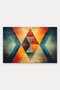 Orange and Blue Geometric Patterned 967 Doormat, 40x60 cm, Non-Slip Sole, Decorative - 5