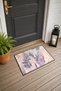 Lilac-Pink Watercolor Forest Landscape Patterned Doormat, 40x60 cm, with Non-Slip Sole, Decorative