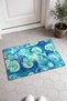 Turquoise-Green Wavy Checked Door Mat, 40x60 cm, with Non-Slip Sole, Decorative - 2