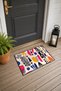 Cream-Pink Memphis Abstract Patterned Doormat, 40x60 cm, with Non-Slip Sole, Decorative