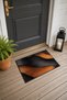 Black Copper Leather Wave-Patterned Doormat, 40x60 cm, with Non-Slip Sole, Decorative