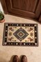 Beige Oil-Motif Kilim Rug-Patterned Doormat, 40x60 cm, with Non-Slip Sole
