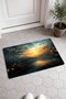566 Orange Butterfly Scenery Patterned Doormat, 40x60 cm, with Non-Slip Sole, Decorative - 2