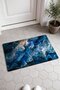 Blue Wavy Abstract Patterned Doormat, 40x60 cm, Non-Slip Sole, Decorative - 2