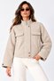 AGLİMMER Women's Beige Cropped Suede Jacket with Snaps, Double Pockets, and a Mock Neck - 4