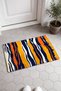 Orange and Navy Blue Door Mat with Striped Pattern, 40x60 cm, Non-Slip Sole, Decorative - 2
