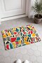 Red, Yellow, and Turquoise Mosaic-Patterned Doormat, 40x60 cm, with Non-Slip Sole, Decorative - 2