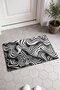 907 Black-and-White Wavy Pattern Doormat, 40x60 cm, with Non-Slip Sole, Decorative - 2