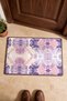 Lilac-Pink Mirror-Symmetrical Floral Print Doormat, 40x60 cm, with Non-Slip Sole, Decorative - 4