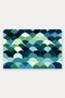 Green and Navy Blue Japanese Wave-Patterned Doormat, 40x60 cm, with Non-Slip Sole, Decorative - 5