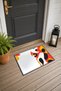 Orange and Black Polka Dot Abstract Patterned Doormat, 40x60 cm, with Non-Slip Sole, Decorative