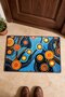 007 Door Mat with Blue and Orange Circle Pattern, 40x60 cm, Non-Slip Sole, Decorative