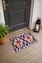 Navy, Pink, and Yellow Kaleidoscope-Patterned Doormat, 40x60 cm, with Non-Slip Sole, Decorative