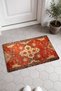 Red and Blue Flowers Turkish Rug-Floral Print Doormat, 40x60 cm, with Non-Slip Sole - 4