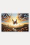 662 Orange Butterfly Scenery Patterned Doormat, 40x60 cm, with Non-Slip Sole, Decorative - 5