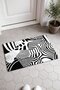 Black and White Op Art Collage-Patterned Doormat, 40x60 cm, with Non-Slip Sole, Decorative - 2