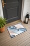 Ice Blue Powdered Marble Patterned Doormat, 40x60 cm, with Non-Slip Sole, Decorative