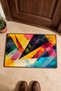 Yellow and Blue Abstract Patterned 866 Doormat, 40x60 cm, Non-Slip Sole, Decorative - 4