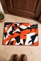Orange and Black Cream-Colored Door Mat with Geometric Patterned Design, 40x60 cm, Non-Slip Sole, Decorative - 4