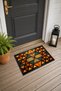 Orange and Blue Geometric Patterned 977 Doormat, 40x60 cm, Non-Slip Sole, Decorative