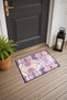 Lilac-Pink Mirror-Symmetrical Floral Print Doormat, 40x60 cm, with Non-Slip Sole, Decorative