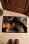 Black and Orange Grunge Geometric Patterned Doormat, 40x60 cm, with Non-Slip Sole, Decorative - 4