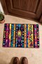 Navy Blue Neon Ethnic Patterned Doormat, 40x60 cm, with Non-Slip Sole, Decorative - 4