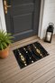 Black Gold Drop Ethnic Patterned Doormat, 40x60 cm, with Non-Slip Sole, Decorative