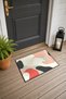 Cream, Coral, and Black Retro Camouflage Print Doormat, 40x60 cm, with Non-Slip Sole, Decorative