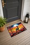 Yellow and Blue Nature Scenery Patterned Doormat, 40x60 cm, with Non-Slip Sole, Decorative - 3