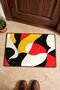 Red, Yellow, and Black Wavy Op Art Patterned Doormat, 40x60 cm, with Non-Slip Sole, Decorative - 4