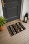 Black Gold Aztec Stripe Pattern Door Mat, 40x60 cm, Non-Slip Sole, Decorative