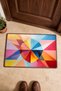 Yellow and Blue Geometric Patterned 941 Doormat, 40x60 cm, Non-Slip Sole, Decorative - 4