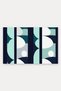 Navy Blue and Mint Geometric Patterned Door Mat, 40x60 cm, with Non-Slip Sole, Decorative - 5